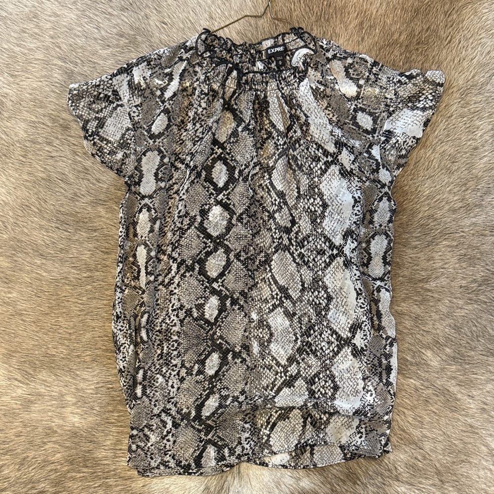 Express Black and Gray Snake Print Blouse